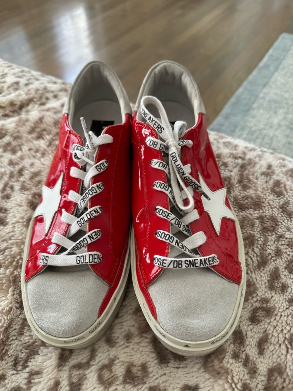 Golden Goose Red Patent & White Hi-Star Sneakers